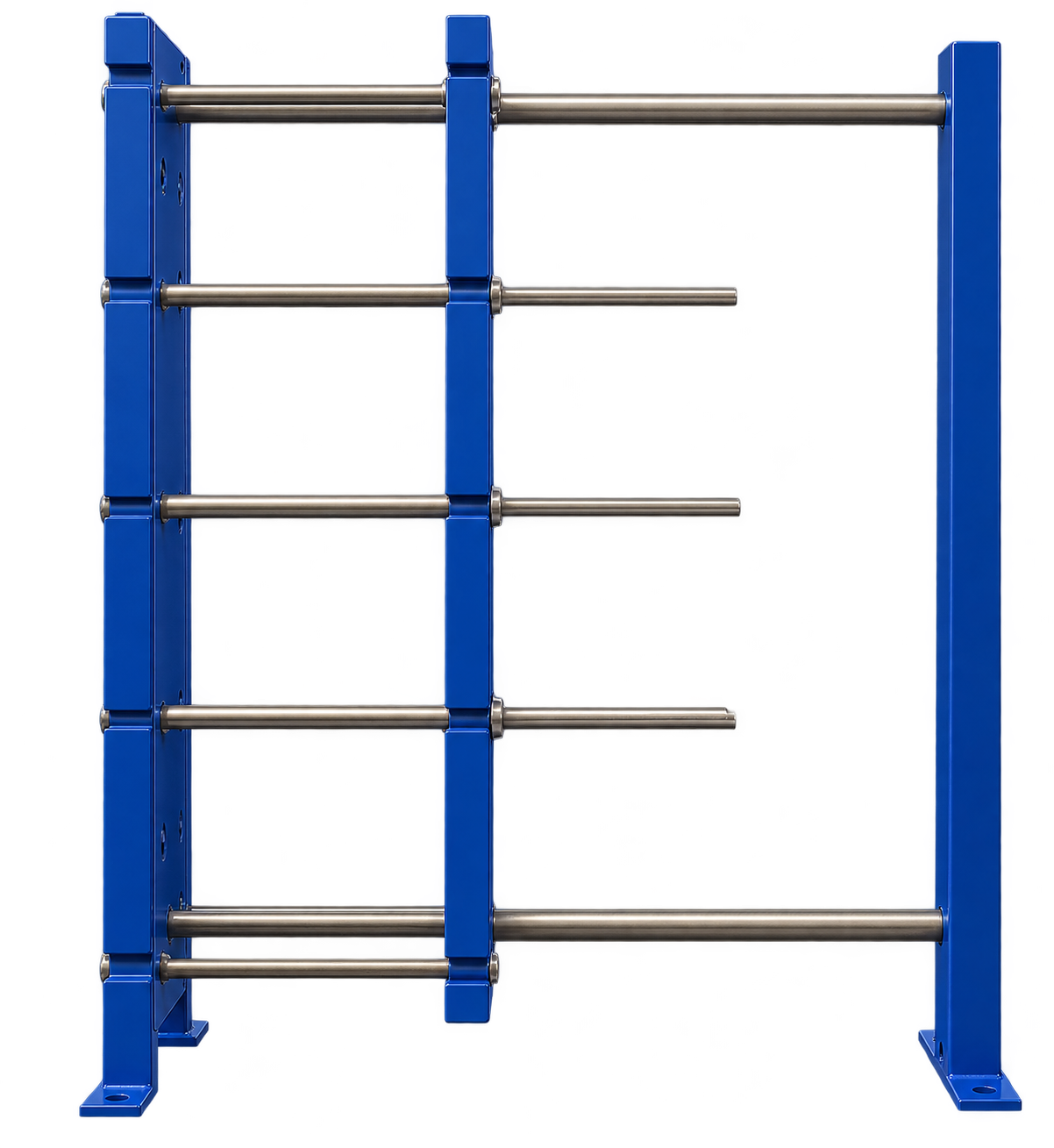 Image needed: Heat exchanger frame, tie bolts and guide rail hardware